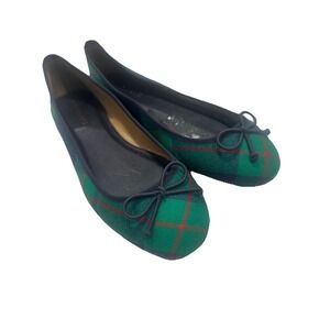 Talbots Penelope tartan green and blue plaid ballet flats size 7.5M